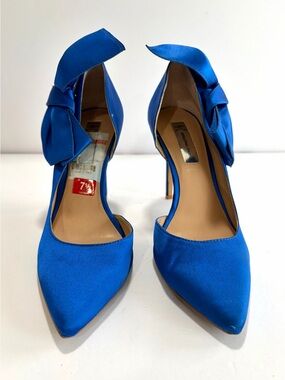 🎀 INC International Concepts Royal Blue Satin Bow Heels Stilettos Pumps 🎀